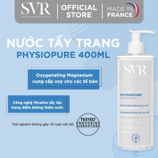 Nước tẩy trang làm sạch da mặt và mắt môi SVR PHYSIOPURE Eau Micellaire 400ml
