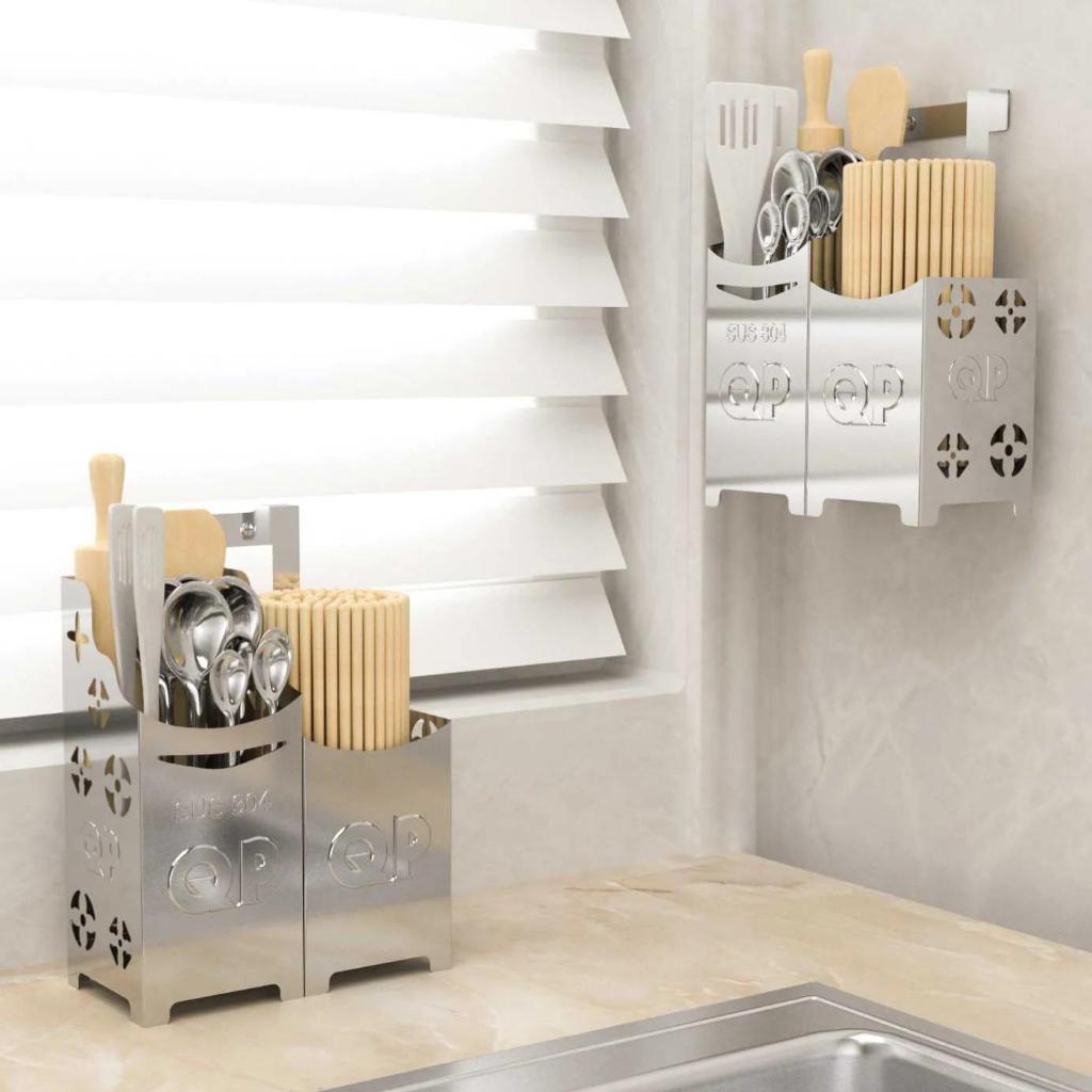 Ống đũa Deli Vuông QUI PHÚC, 2 ngăn, inox 304 không gỉ, sáng bóng, cao cấp, an toàn vệ sinh