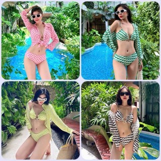BIKINI 2 MẢNH KÈM ÁO KHOÁC IN HỌA TIẾT  BIKINIUMI BIKINISTORE
