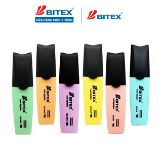 Combo 06 bút dạ quang Bitex HL05 màu Pastel nhiều màu ngẫu nhiên