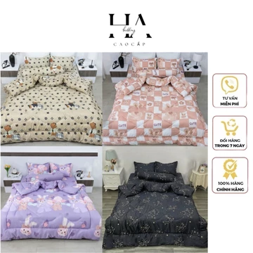 Bộ chăn ga gối 5 món cotton poly HA_bedding,set chăn phao ga gối,chăn ga gối cotton poly mẫu mã đa dạng màu sắc