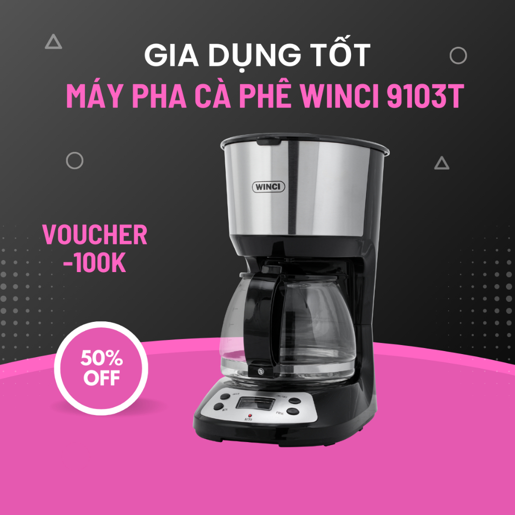 Máy Pha Cà Phê Tự Động và Pha Trà Winci CM9103T, Dung Tích 1.25L, Bảo ...