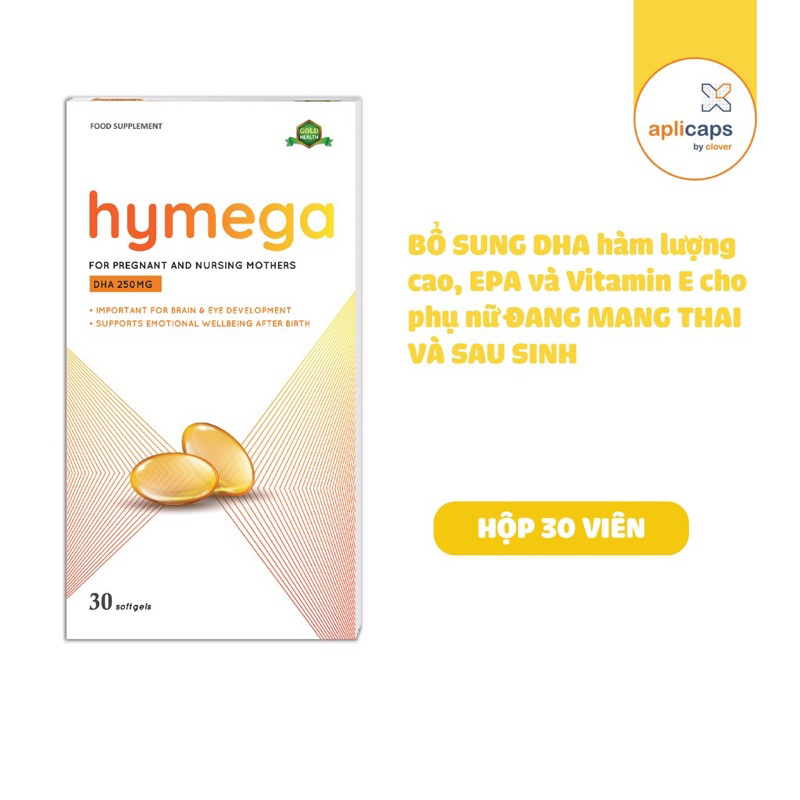 Dha cho bà bầu bổ sung Dha hàm lượng cao tinh khiết, EPA, vitamin E Aplicaps Hymega hộp 30 viên