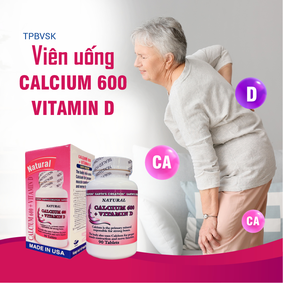 Ảnh Viên uống Calcium 600 Vitamin D bổ sung canxi, giúp xương chắc khỏe, chống còi xương (Hộp 90v) 1