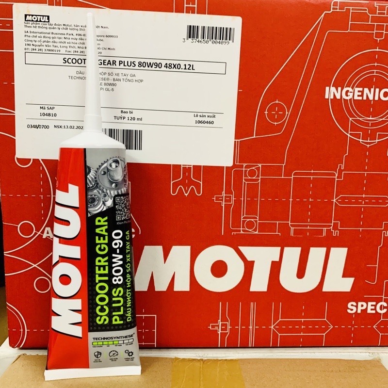 Nhớt Hộp Số Xe Ga Cao Cấp Motul Scooter Gear Plus SAE 80W90 120ML