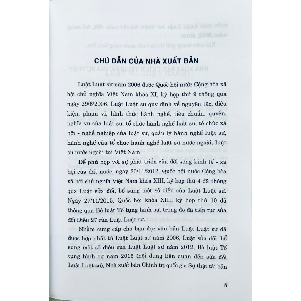 Ảnh Sách - Luật Luật Sư (Hiện Hành) (sửa đổi, bổ sung năm 2012, 2015) 2