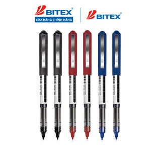 Combo 06 bút lông bi Bitex R02 mực xanh, đỏ, đen ngòi 0.5mm