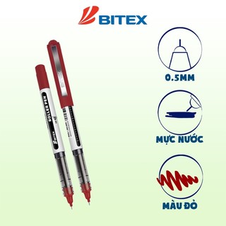 Combo 06 bút lông bi Bitex R02 mực xanh, đỏ, đen ngòi 0.5mm