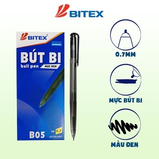 Combo 10 bút Bi Bitex B05 mực xanh, mực đỏ, mực đen (0.7mm)