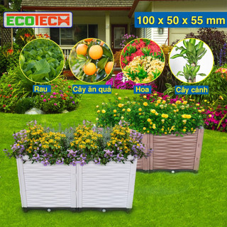 Chậu lắp ghép nhựa HDPE/PP 100x50x55cm: Thẩm mỹ, chắc chắn, dễ lắp đặt, phù hợp mọi cây trồng.