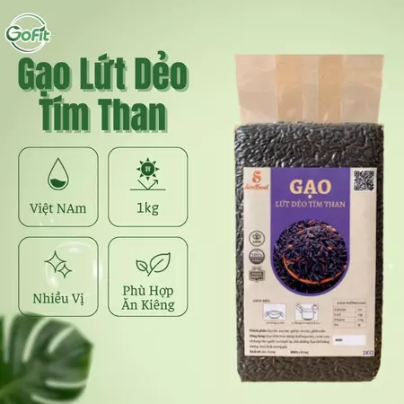 1Kg Gạo Lứt Dẻo Tím Than, Gạo Lứt Đỏ Dẻo Điện Biên SEN FOOD, Gofit Mart