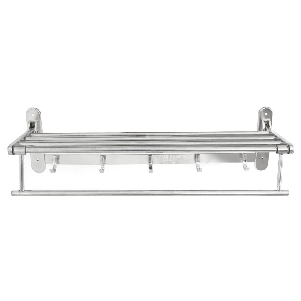 Máng Khăn Xếp DELI - Chính Hãng Qui Phúc - Inox 304 Không Gỉ - Có Móc Treo Tiện Lợi - Phụ Kiện Nhà Tắm