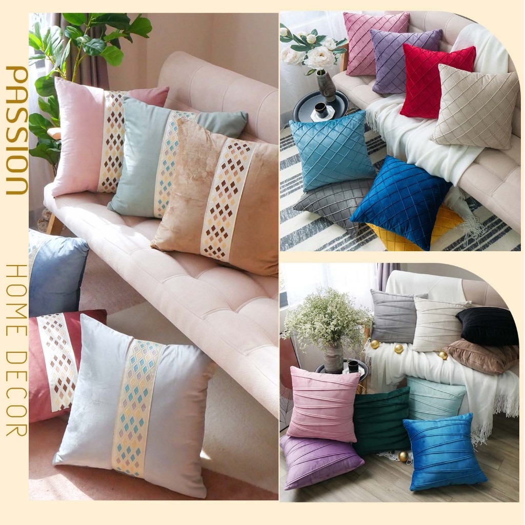 Vỏ Gối Tựa Lưng Sofa Nhung Hà Lan Dập Nổi Trơn Màu Sang Trọng Passion