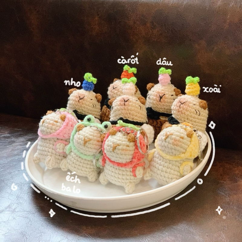 Móc Khoá Len Capybara Chuột Lang Nước Chậu Cây Đeo Balo Dễ Thương
