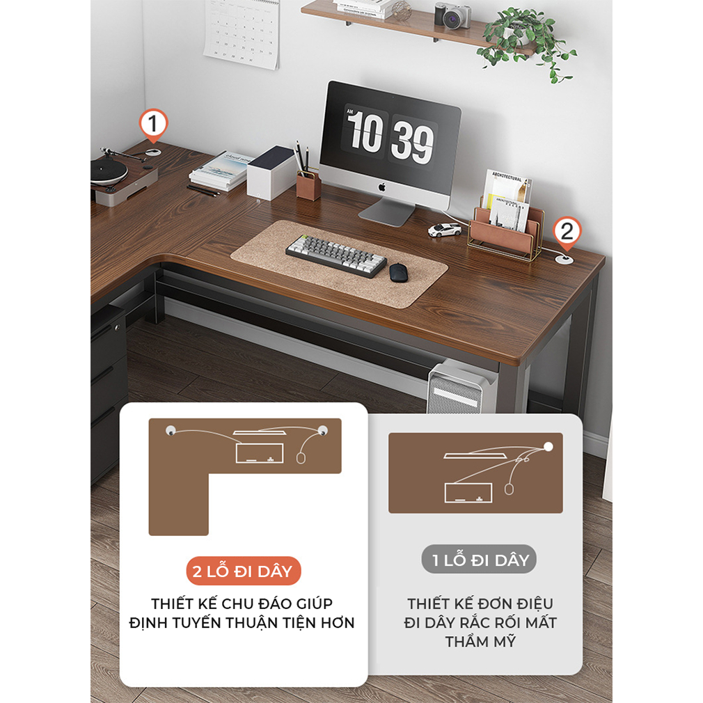 Ảnh Bàn làm việc bàn gaming chữ L mặt bàn dày 25mm khung thép chống ghỉ phủ sơn tĩnh điện thương hiệu IGA - Gm126 2