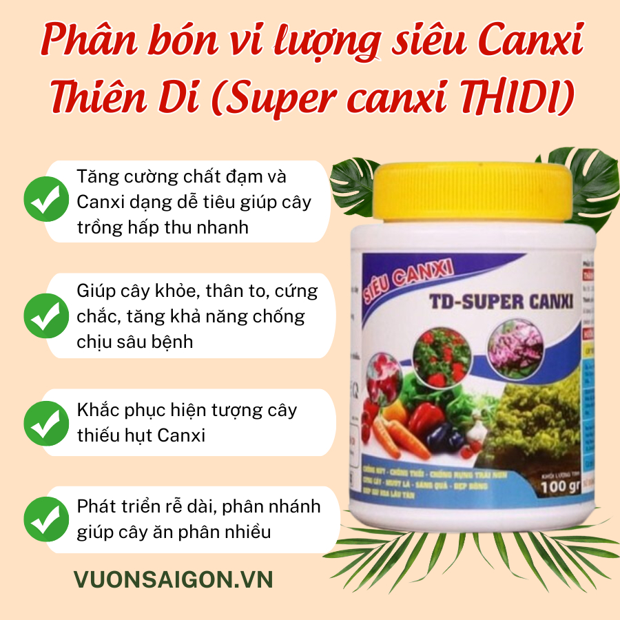 Phân bón vi lượng siêu Canxi Thiên Di (Super canxi THIDI) 3