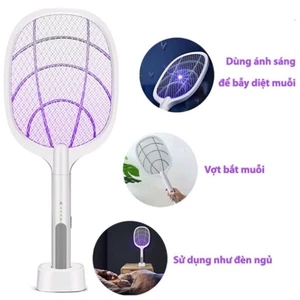 VỢT MUỖI THÔNG MINH - Đèn Bắt Muỗi Tự Động 2IN1 Đế Pin Sạc Điện Cao Cấp-Vợt Bắt Muỗi-Vợt Gấp Gọn Mẫu Mới Nhập Khẩu