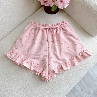 𝗛𝗮̀𝗻𝗴 𝗰𝗵𝗶́𝗻𝗵 𝗵𝗮̃𝗻𝗴 Quần ngủ dáng sooc chất  liệu cotton lụa hình nơ dễ thương - O.N WORKSHOP