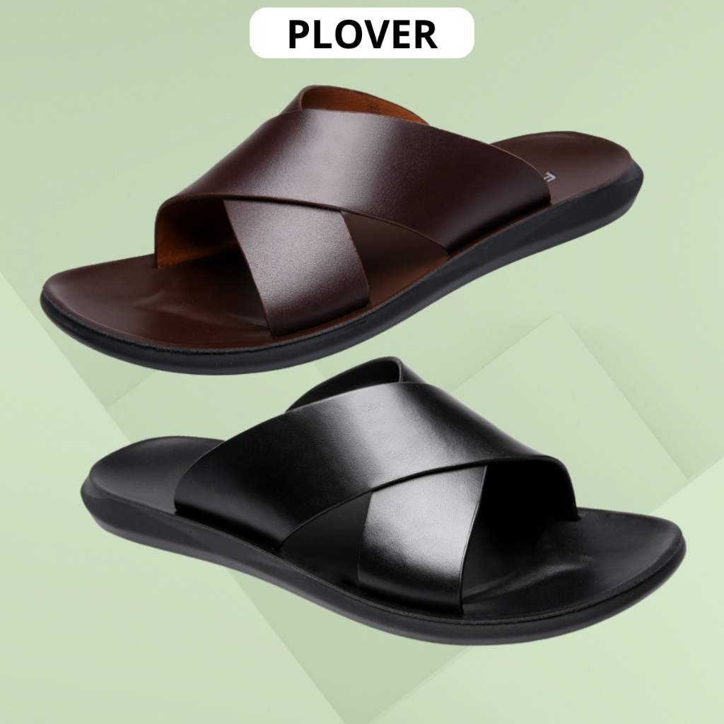 Dép da nam quai chéo dep xăng đan nam da bò cao cấp chính hãng PLOVER mã BCV-XD02 trẻ trung sang trọng lịch lãm