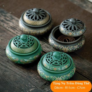 Lư Xong Trầm Hương Nhang Nụ, Lư Đốt Nhang khoanh, Lư Gốm Sứ Cao Cấp