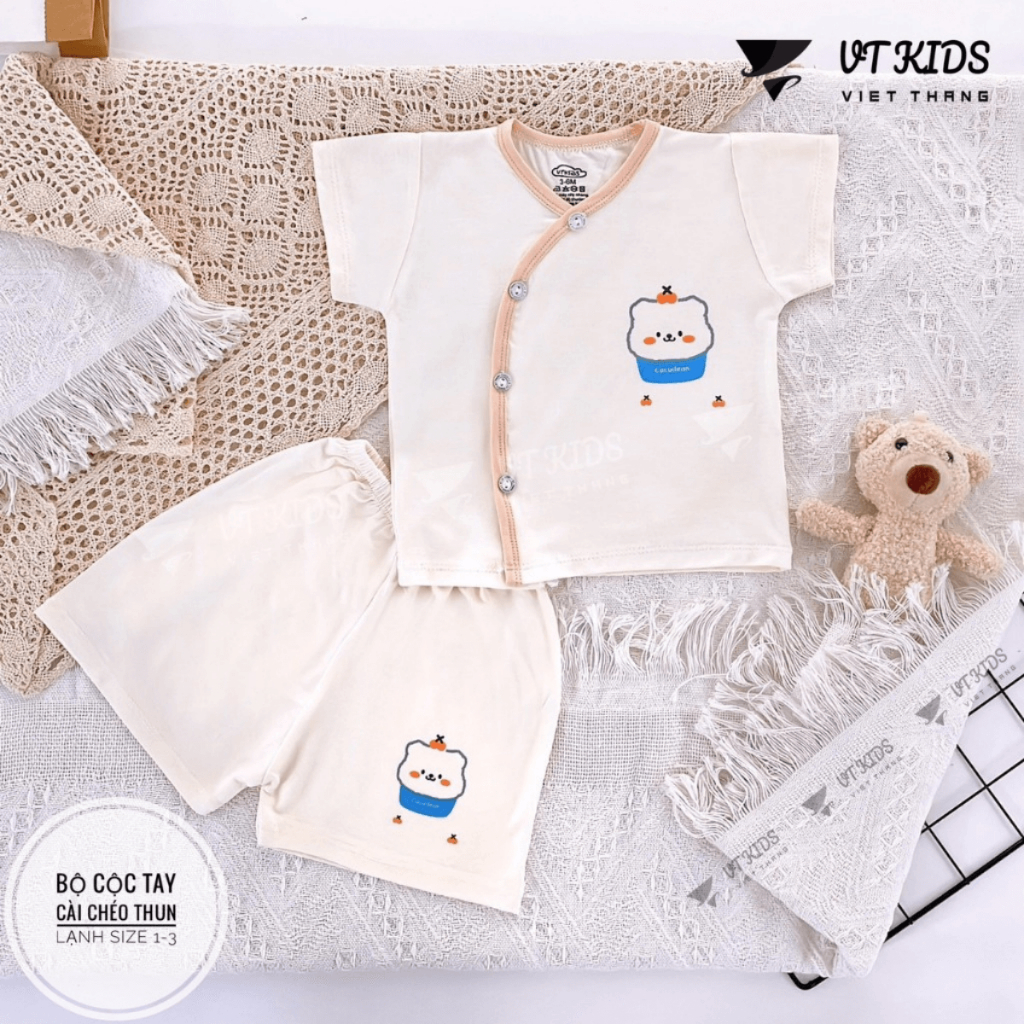 Set 2 - 3 Bộ Sơ Sinh cộc tay thun lạnh in họa tiết thoáng mát cho bé sơ sinh size 0-9 tháng [CL05]  Đậu Đậu Store