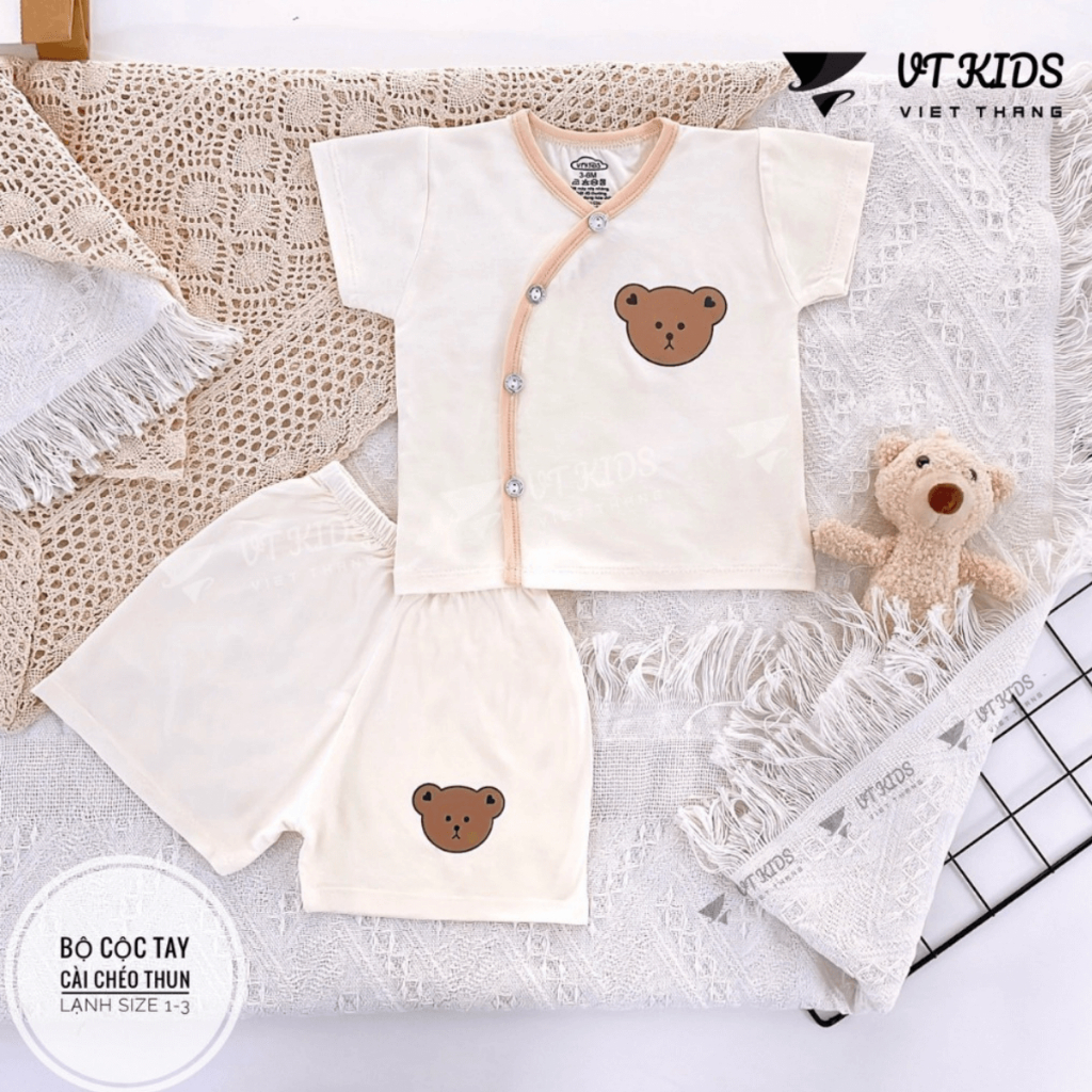 Set 2 - 3 Bộ Sơ Sinh cộc tay thun lạnh in họa tiết thoáng mát cho bé sơ sinh size 0-9 tháng [CL05]  Đậu Đậu Store