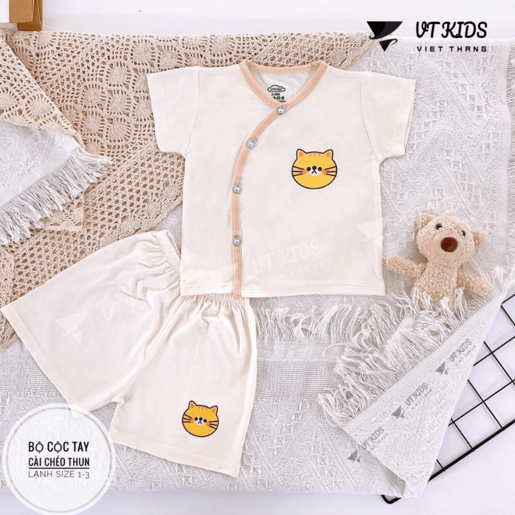 Set 2 - 3 Bộ Sơ Sinh cộc tay thun lạnh in họa tiết thoáng mát cho bé sơ sinh size 0-9 tháng [CL05]  Đậu Đậu Store