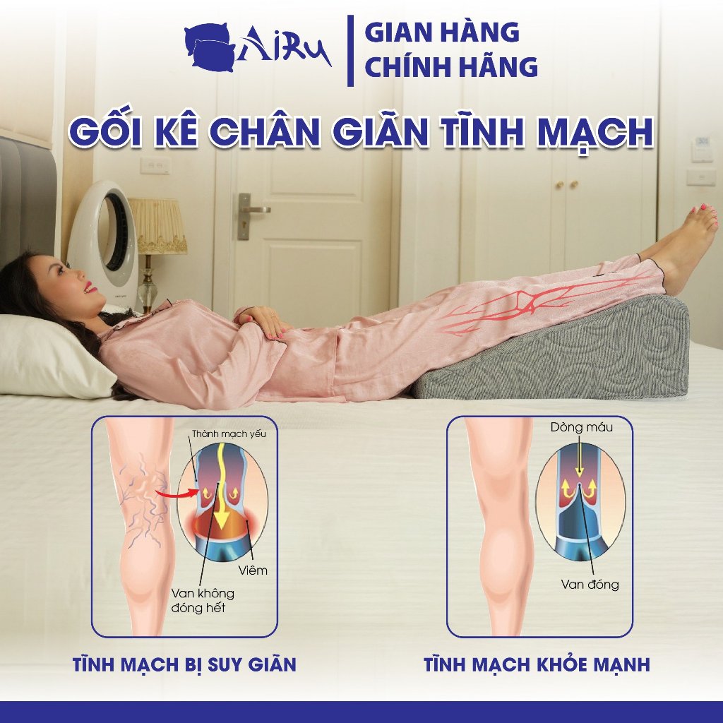 Gối hỗ trợ điều trị suy giãn tĩnh mạch chi dưới, giảm tê bi chân-Chính hãng AIRU