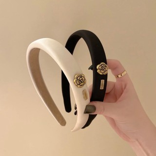 Cài tóc băng đô trắng đen đính hoa trà phong cách cổ điển Retro Vintage