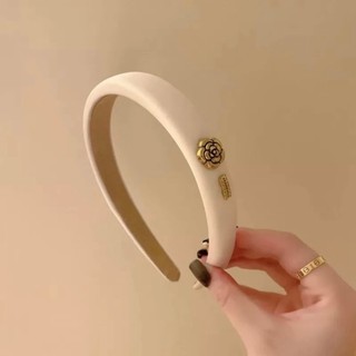 Cài tóc băng đô trắng đen đính hoa trà phong cách cổ điển Retro Vintage