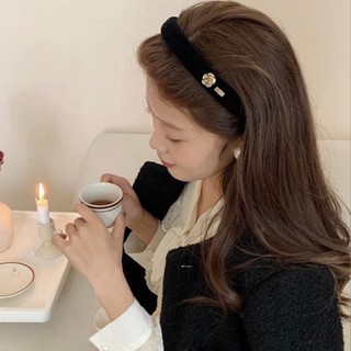 Cài tóc băng đô trắng đen đính hoa trà phong cách cổ điển Retro Vintage