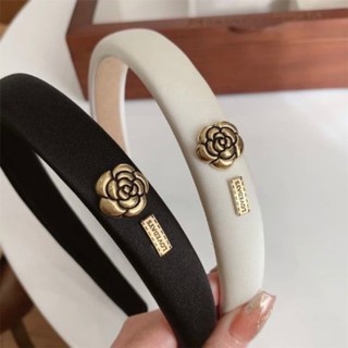 Cài tóc băng đô trắng đen đính hoa trà phong cách cổ điển Retro Vintage