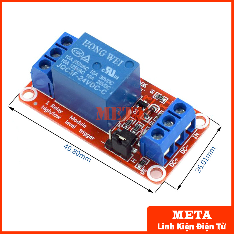 Mạch relay 5V/12V/24V 1 kênh có cách ly quang, bảng mạch đỏ, relay 1 ...