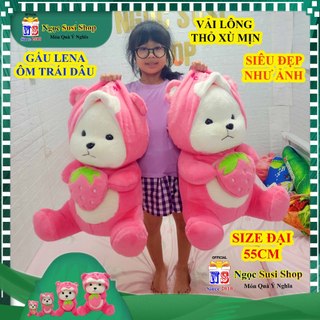 THÚ NHỒI BÔNG GẤU LENA ÔM TRÁI DÂU SIÊU MỀM MỊN ĐẸP NHƯ ẢNH - gấu bông đồ chơi doll toy búp bê SIÊU ĐỘC LẠ