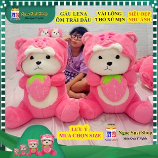 THÚ BÔNG GẤU LENA ÔM TRÁI DÂU CAO CẤP LÔNG THỦ XÙ MẪU MỚI - gấu bông đồ chơi doll toy búp bê HÀNG HOT