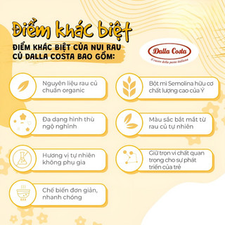 Nui Rau Củ Hữu Cơ Ăn Dặm Cho Bé ORGANIC LIFE Dalla Costa 200g Dòng Baby Pasta