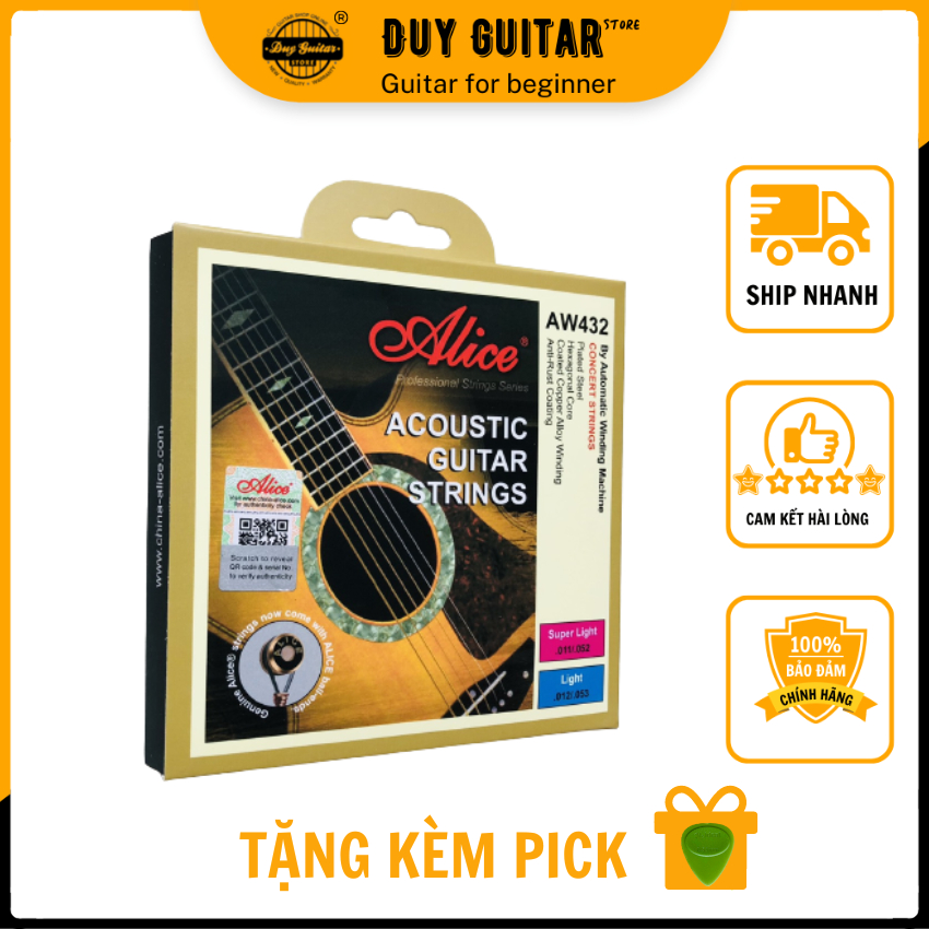 Bộ Dây đàn Guitar Acoustic Alice Aw432 Dây Guitar Sắt Cho âm Thanh Tự