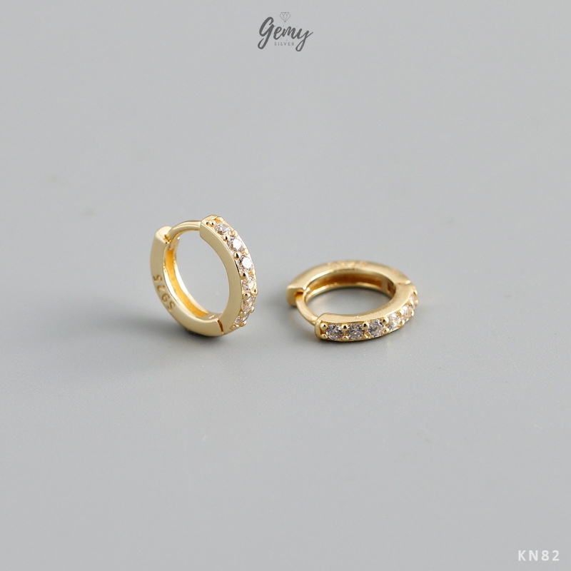 Khuyên tai tròn nam bạc 925 đính đá phong cách unisex Egan (1 chiếc) | GEMY SILVER KN82