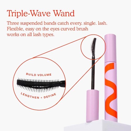 Mascara Tower 28 MakeWaves Vegan, màu Đen JET | Mascara dài và tạo độ dày mi | Không vón cục, không bong tróc | Nhẹ nhàn