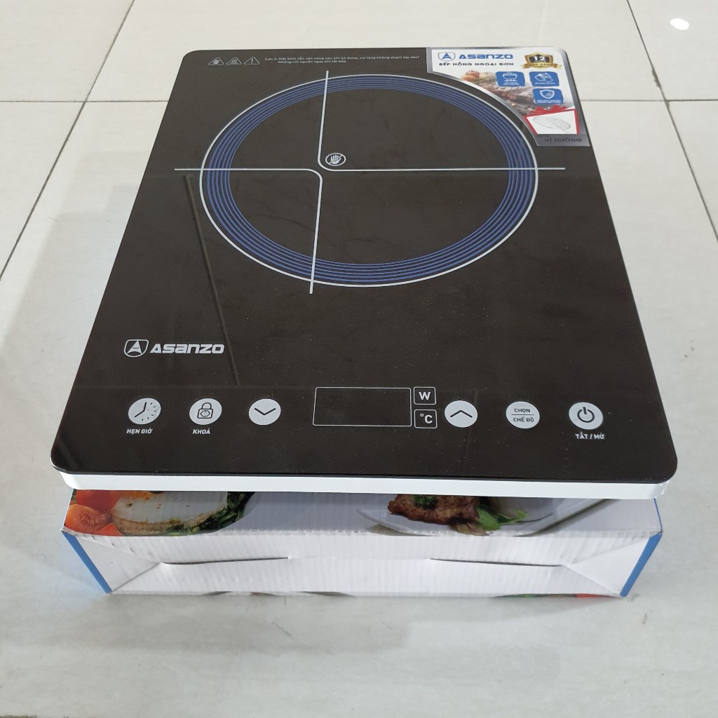 Bếp Hồng Ngoại Asanzo IS-HD1, Công Suất 2000W, Mặt kính cường lực, không kén nồi