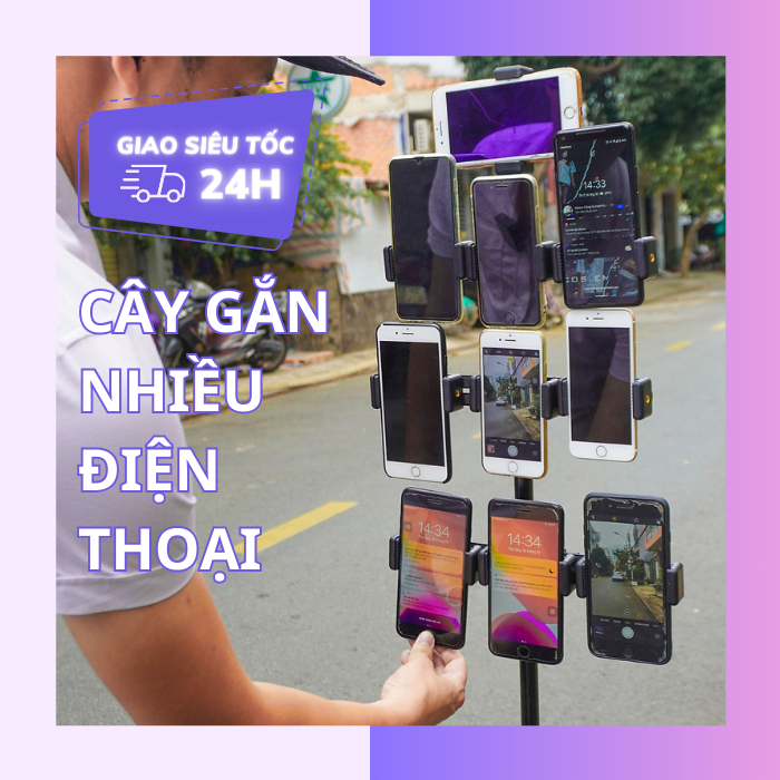 GẬY 2M GẮN NHIỀU ĐIỆN THOẠI LIVE STREAM