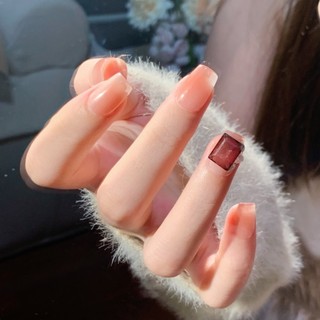 NANTY Nailbox thiết kế móng ngắn ombre màu thạch cam đính đá M322
