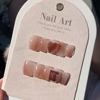 NANTY Nailbox thiết kế móng ngắn ombre màu thạch cam đính đá M322