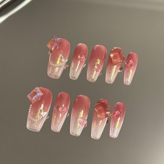 NANTY Nailbox thiết kế ombre màu hồng dính đá M333