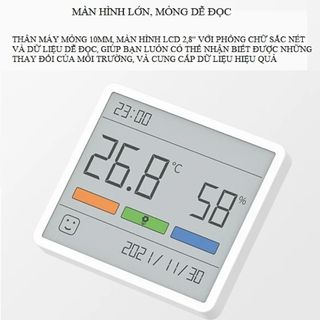 Nhiệt Kế Ẩm Điện Tử Duka TH1 Thông Minh Đo Độ Ẩm Nhiệt Độ Hiển Thị Ngày Giờ Tháng Năm Màn Hình LCD