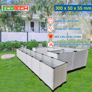 Chậu lắp ghép thông minh nhựa HDPE/PP 300x50x55cm trồng rau sạch, hoa, cây cảnh ban công sân thượng