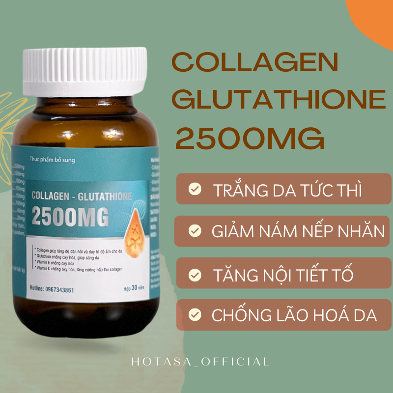Viên uống trắng da Colagen-Glutathione 2500 giảm nám mờ tàn nhang hiệu ...