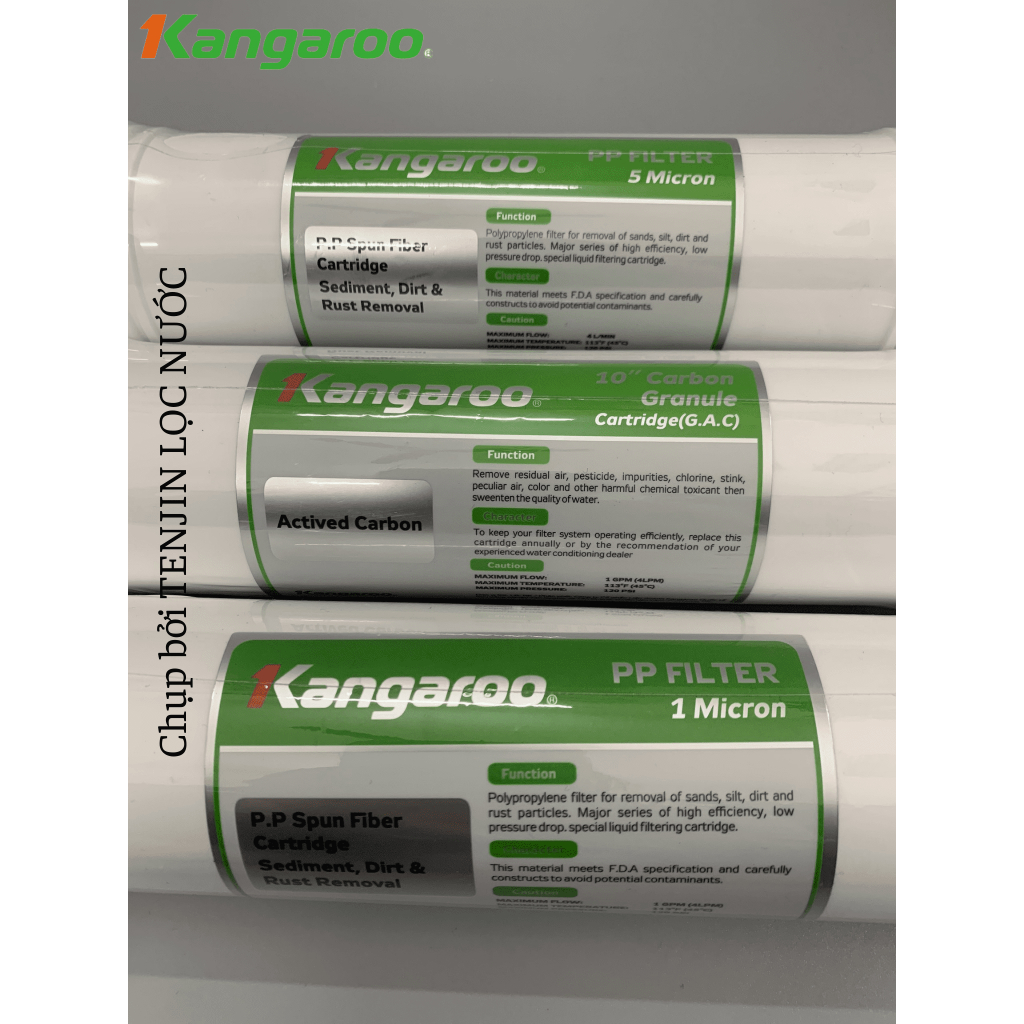 Combo 5 Lõi Lọc Nước Kangaroo Máy Model KG100ES1 Gồm 123 HK Đúc, Màng RO 50GPD Và Lõi Chức Năng 5in1+