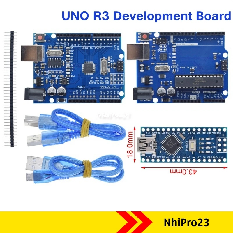 Mạch Arduino Nano Uno R3 Uno R3 Ch340gmega328p Atmega16u2mega328p Chip 16mhz Shopee Việt Nam 3555