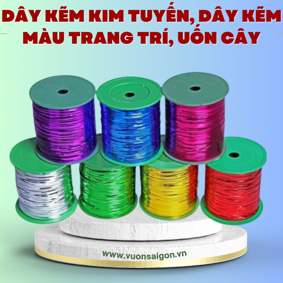 Dây kẽm kim tuyến, dây kẽm màu trang trí, uốn cây 250g 6